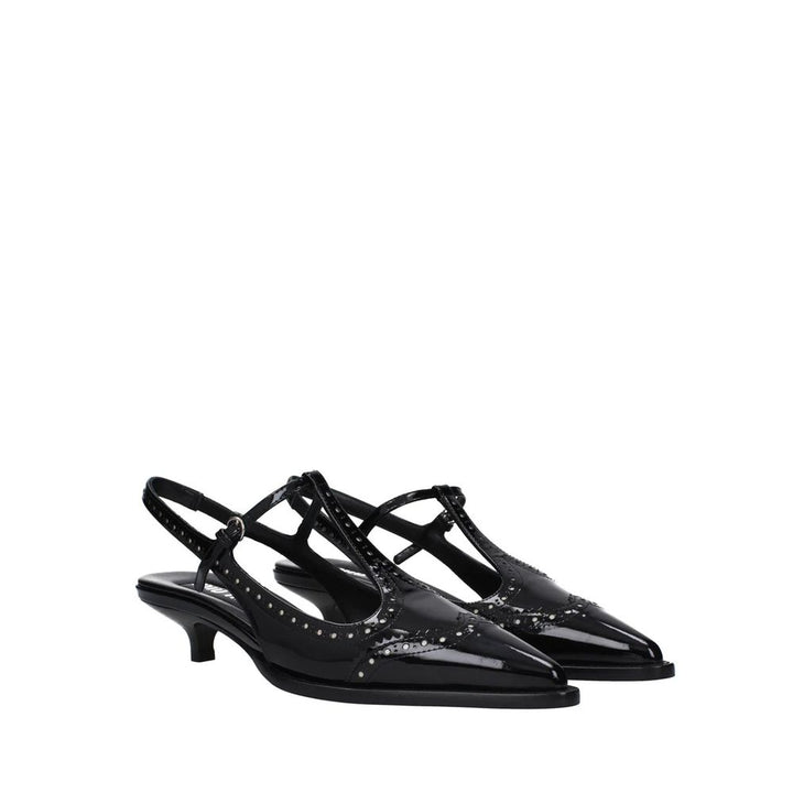 Women’s Miu Black Calfskin Mid Heel Pumps