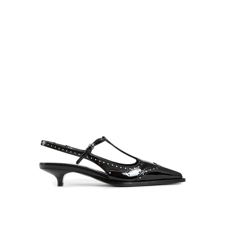 Women’s Miu Black Calfskin Mid Heel Pumps