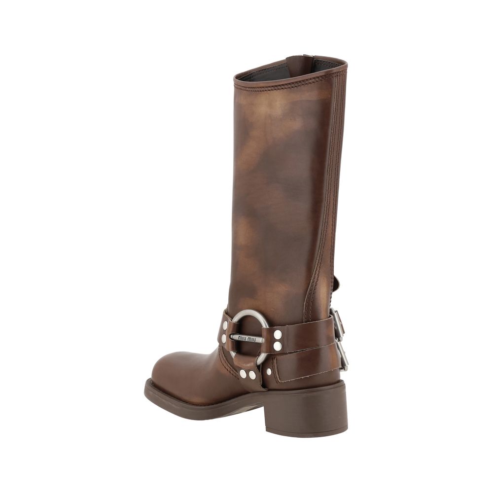 Women’s Miu Brown Calf Leather Bos Taurus Lace-up Boots