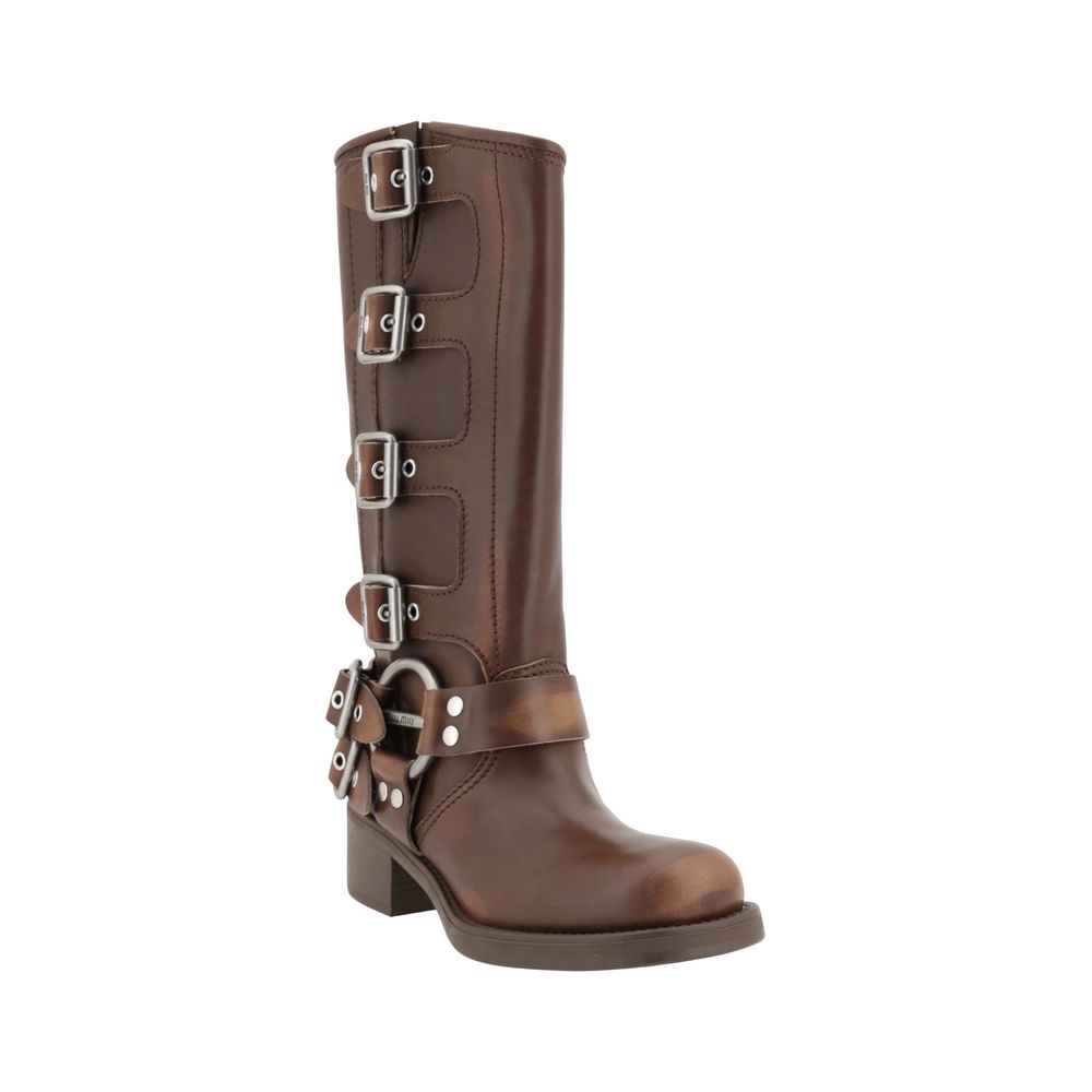 Women’s Miu Brown Calf Leather Bos Taurus Lace-up Boots