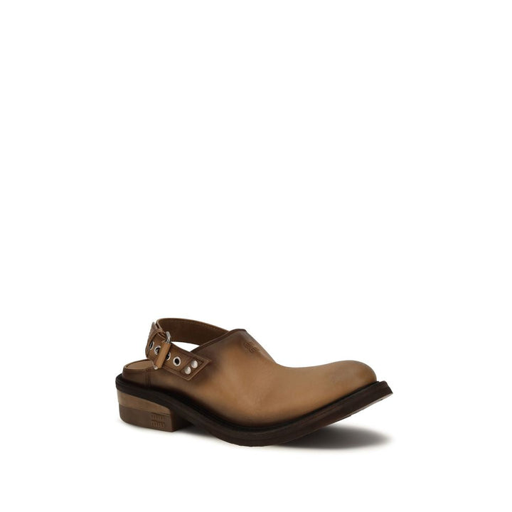 Women’s Miu Brown Calf Leather Bos Taurus Mules