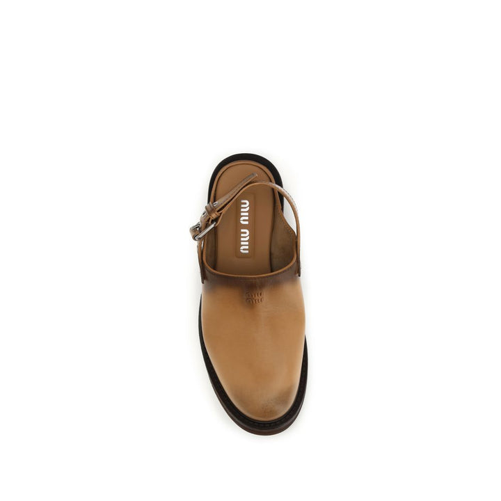 Women’s Miu Brown Calf Leather Bos Taurus Mules