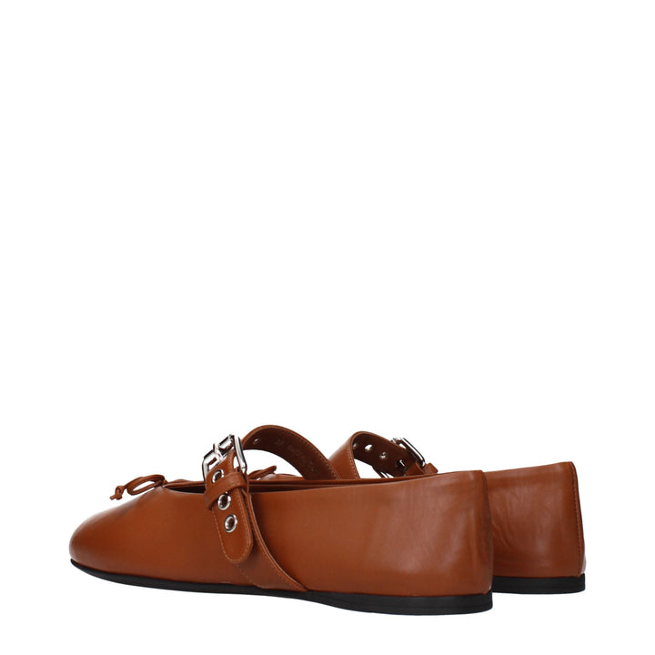 Women’s Miu Brown Leather Ballet Flats