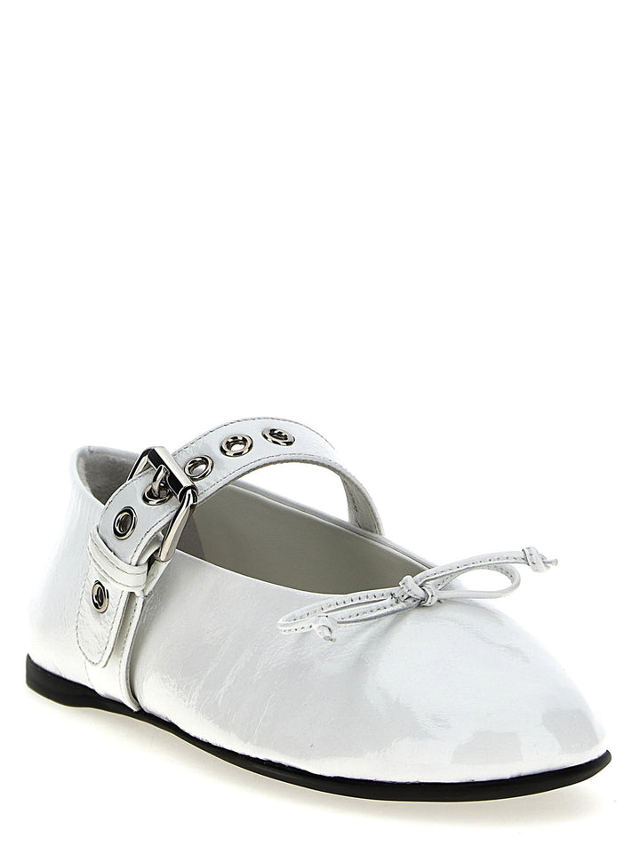 Women’s Miu White Calfskin Ballet Flats
