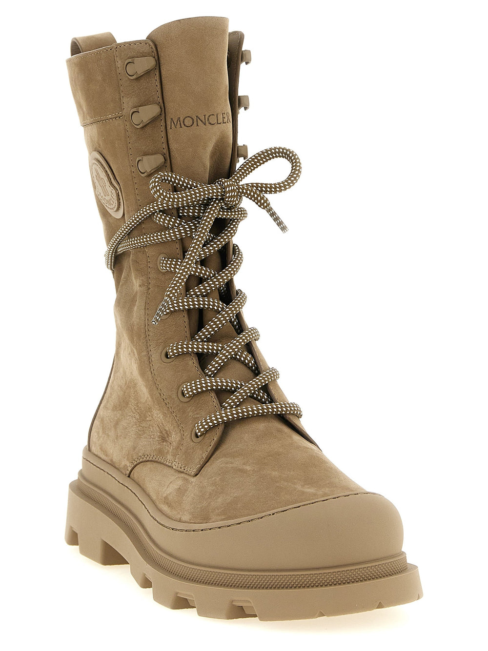 Women’s Moncler Beige Leather Lace-up Boots