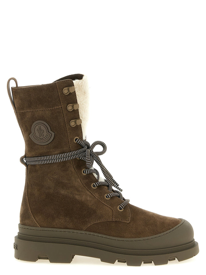 Women’s Moncler Brown Leather Lace-up Boots