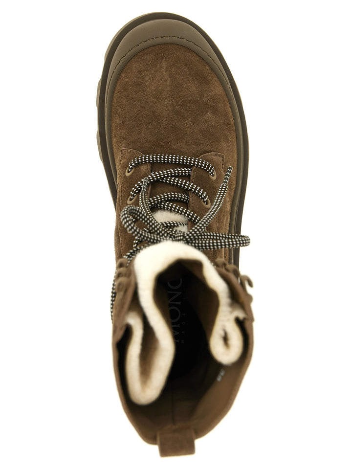 Women’s Moncler Brown Leather Lace-up Boots