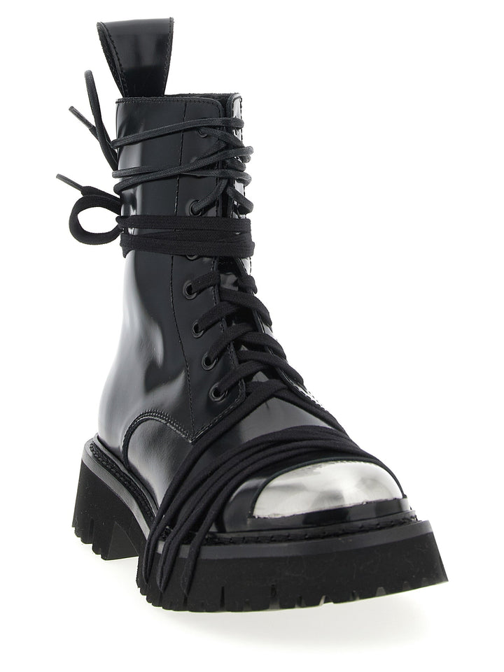Women’s Moschino Black Calfskin Lace-up Boots