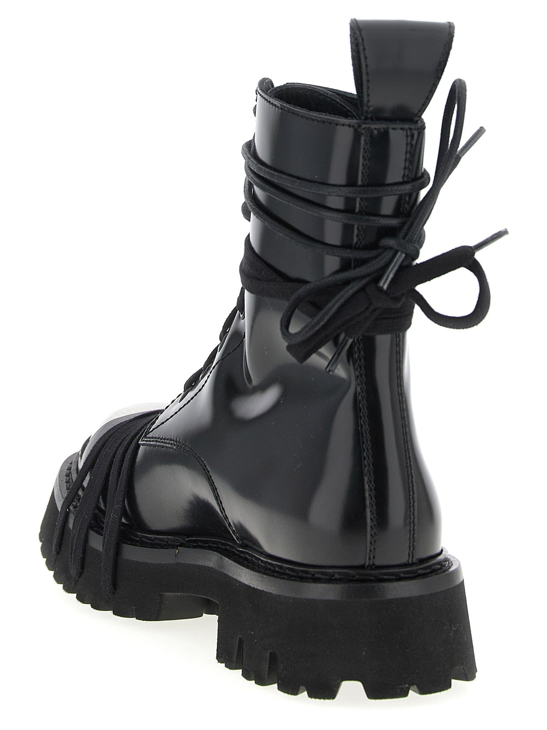 Women’s Moschino Black Calfskin Lace-up Boots