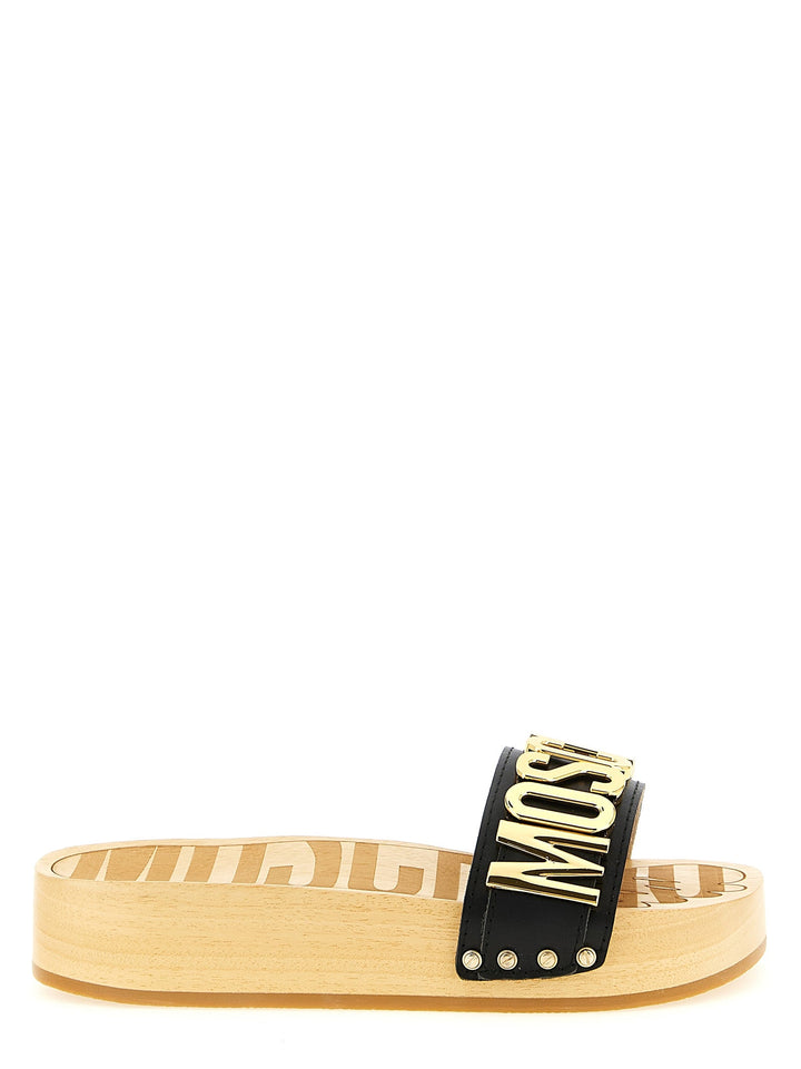 Women’s Moschino Black Calfskin Slides