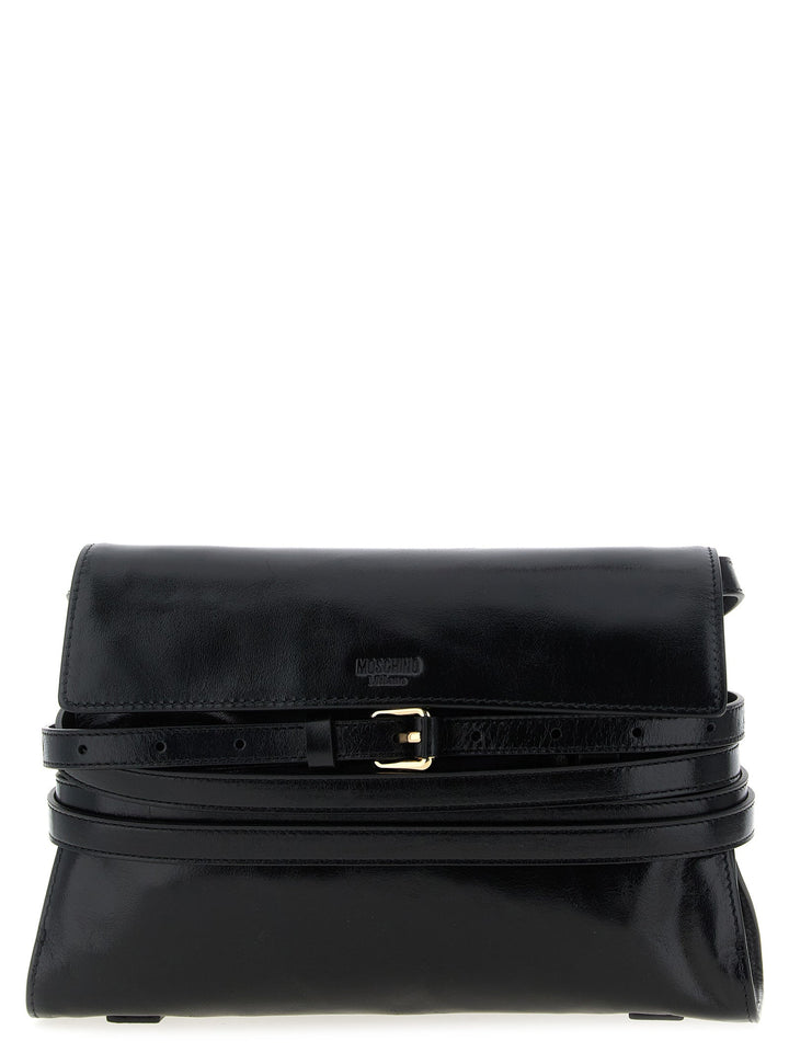 Moschino Black Leather Crossbody Bag