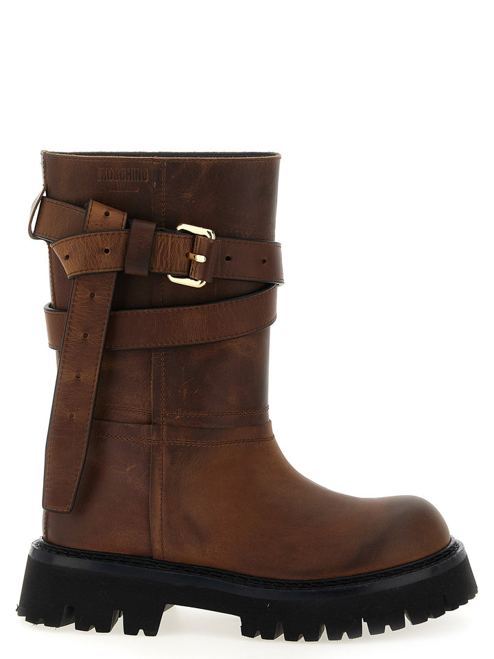 Women’s Moschino Brown Velvet Leather Over the Knee
