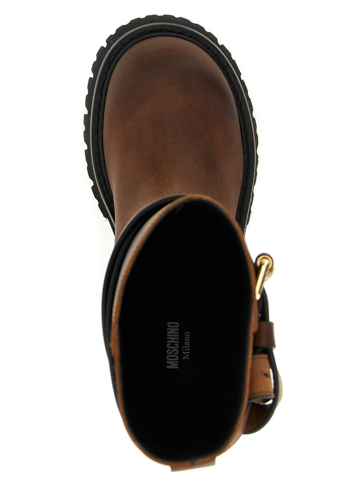Women’s Moschino Brown Velvet Leather Over the Knee