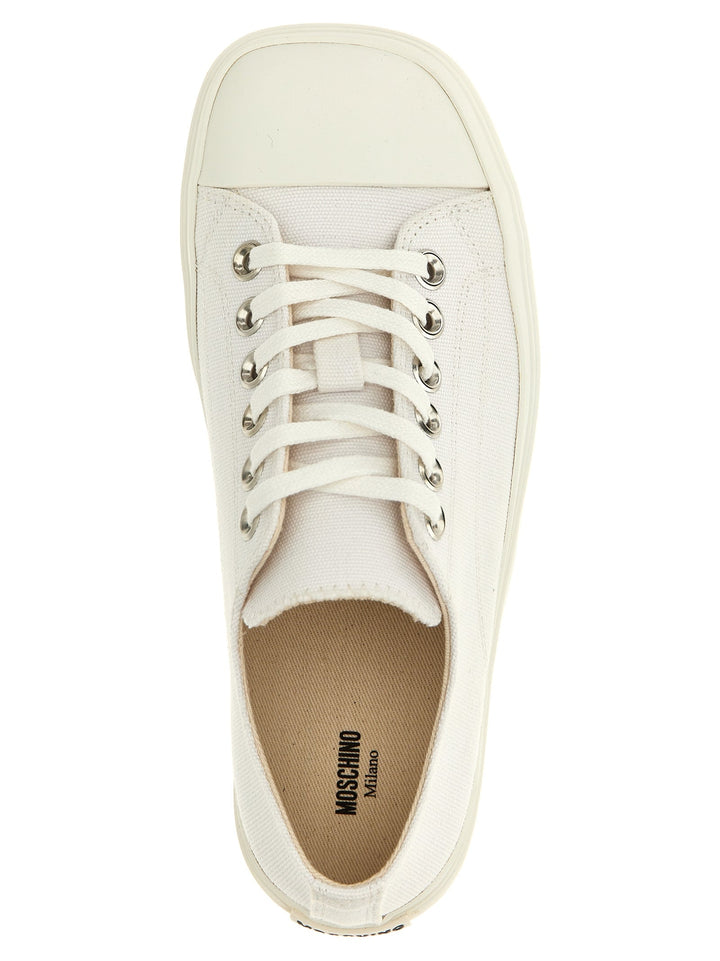 Women’s Moschino White Cotton Low Top Sneakers