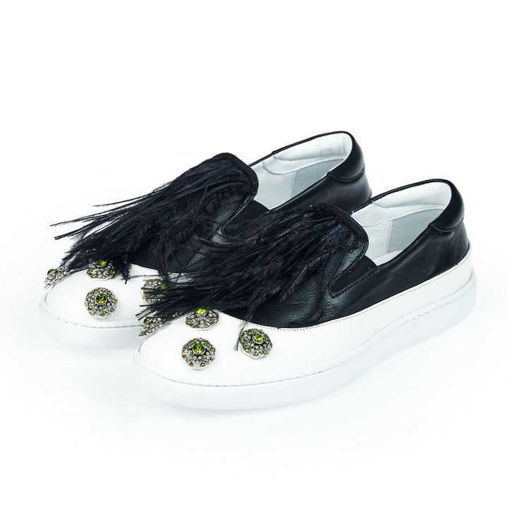 Mr&amp;Mrs Italy Black Leather Women Slip-On Shoe