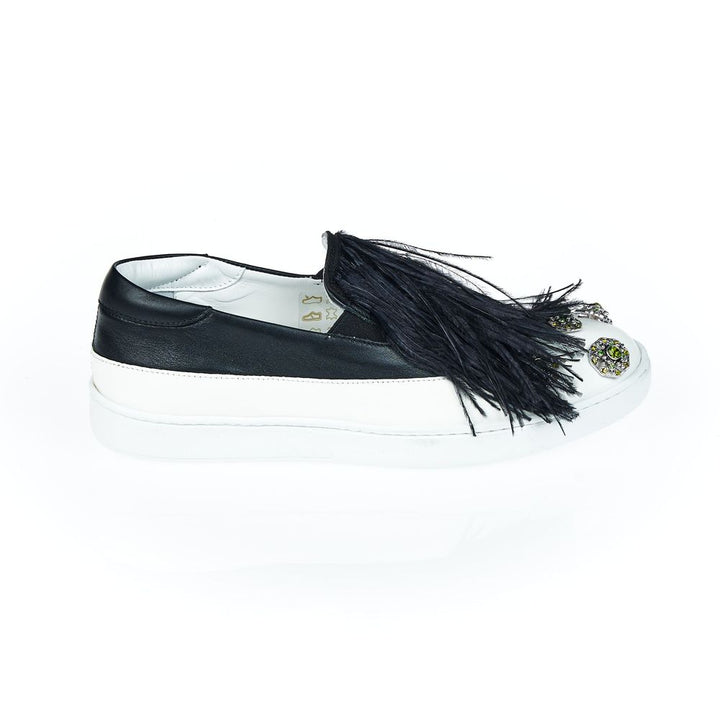 Mr&amp;Mrs Italy Black Leather Women Slip-On Shoe