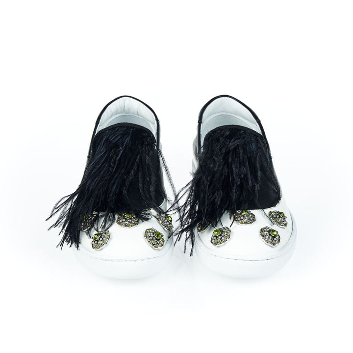 Mr&amp;Mrs Italy Black Leather Women Slip-On Shoe