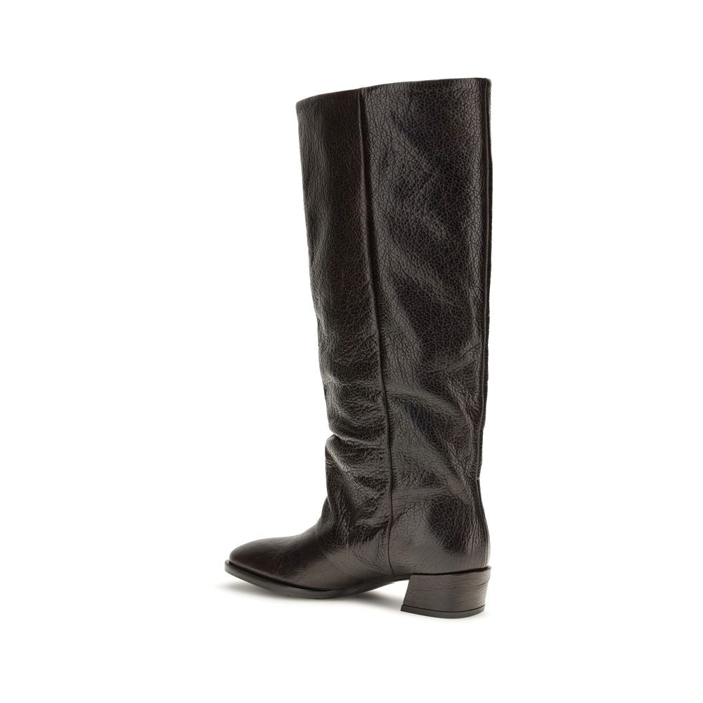 Women’s P.a.r.o.s.h. Brown Calf Leather Bos Taurus Flat Boots