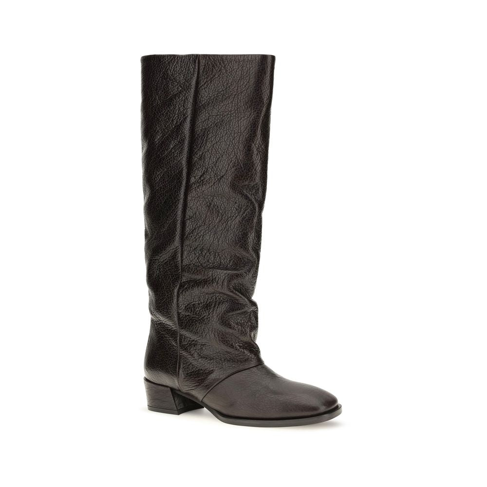 Women’s P.a.r.o.s.h. Brown Calf Leather Bos Taurus Flat Boots