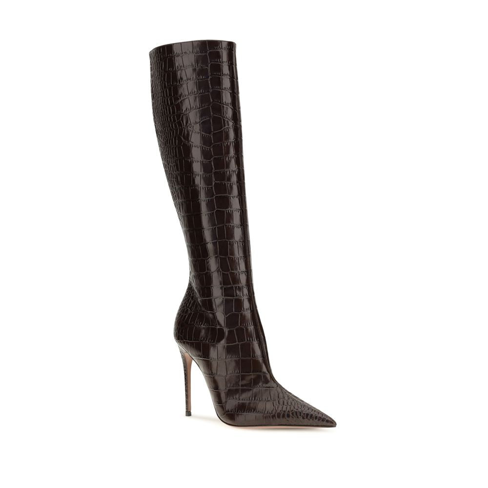 Women’s Paris Texas Brown Calf Leather Bos Taurus High Heel Boots