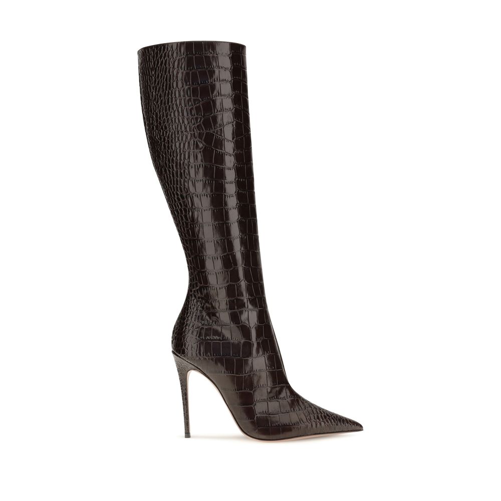 Women’s Paris Texas Brown Calf Leather Bos Taurus High Heel Boots