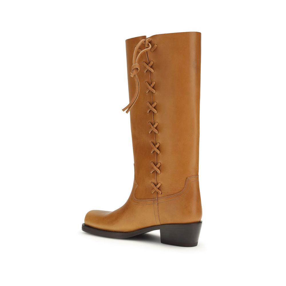 Women’s Paris Texas Brown Calf Leather Bos Taurus Lace-up Boots