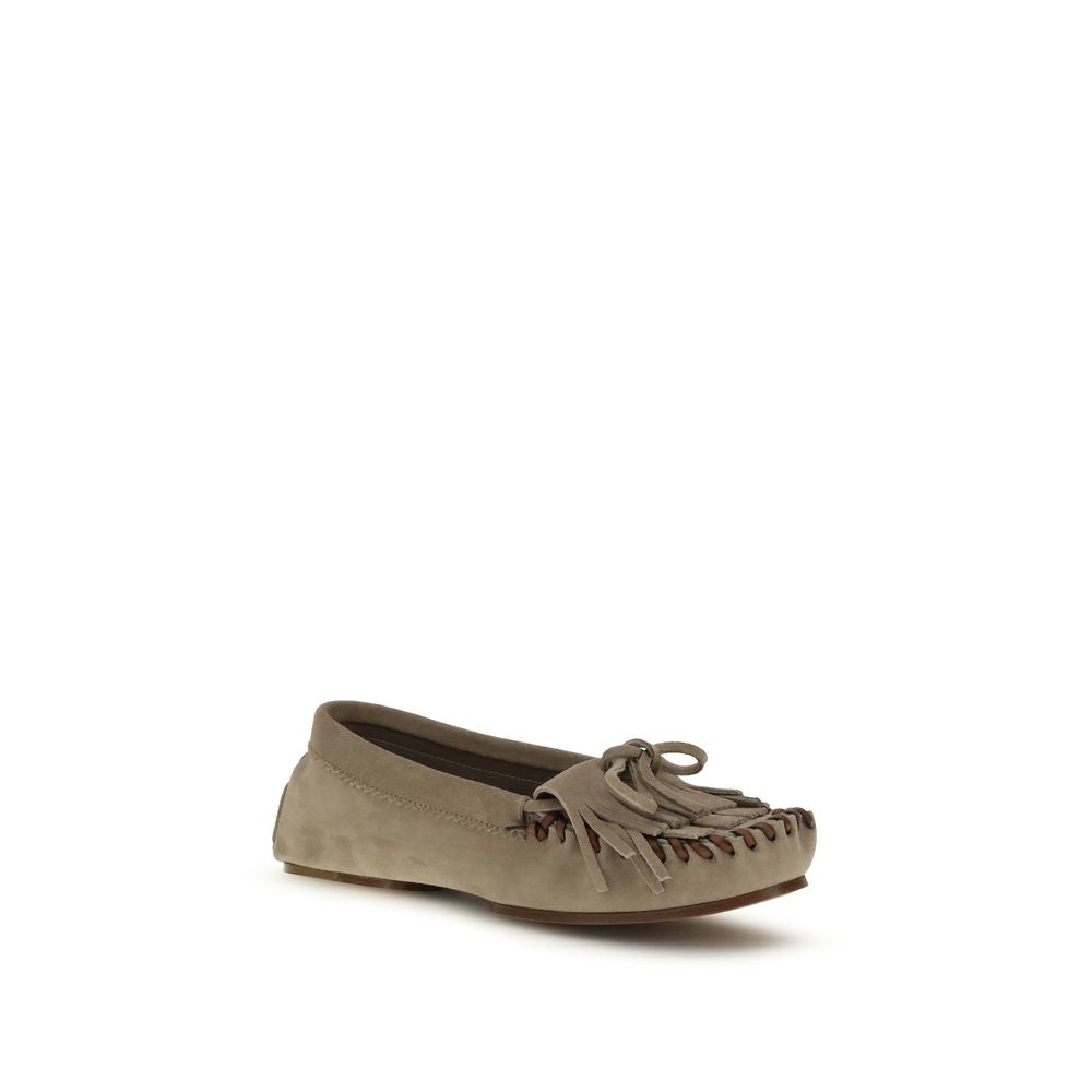 Women’s Paris Texas Gray Calf Leather Bos Taurus Moccassin