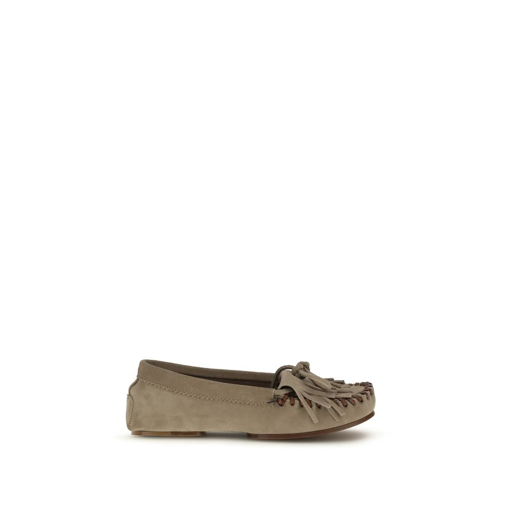Women’s Paris Texas Gray Calf Leather Bos Taurus Moccassin