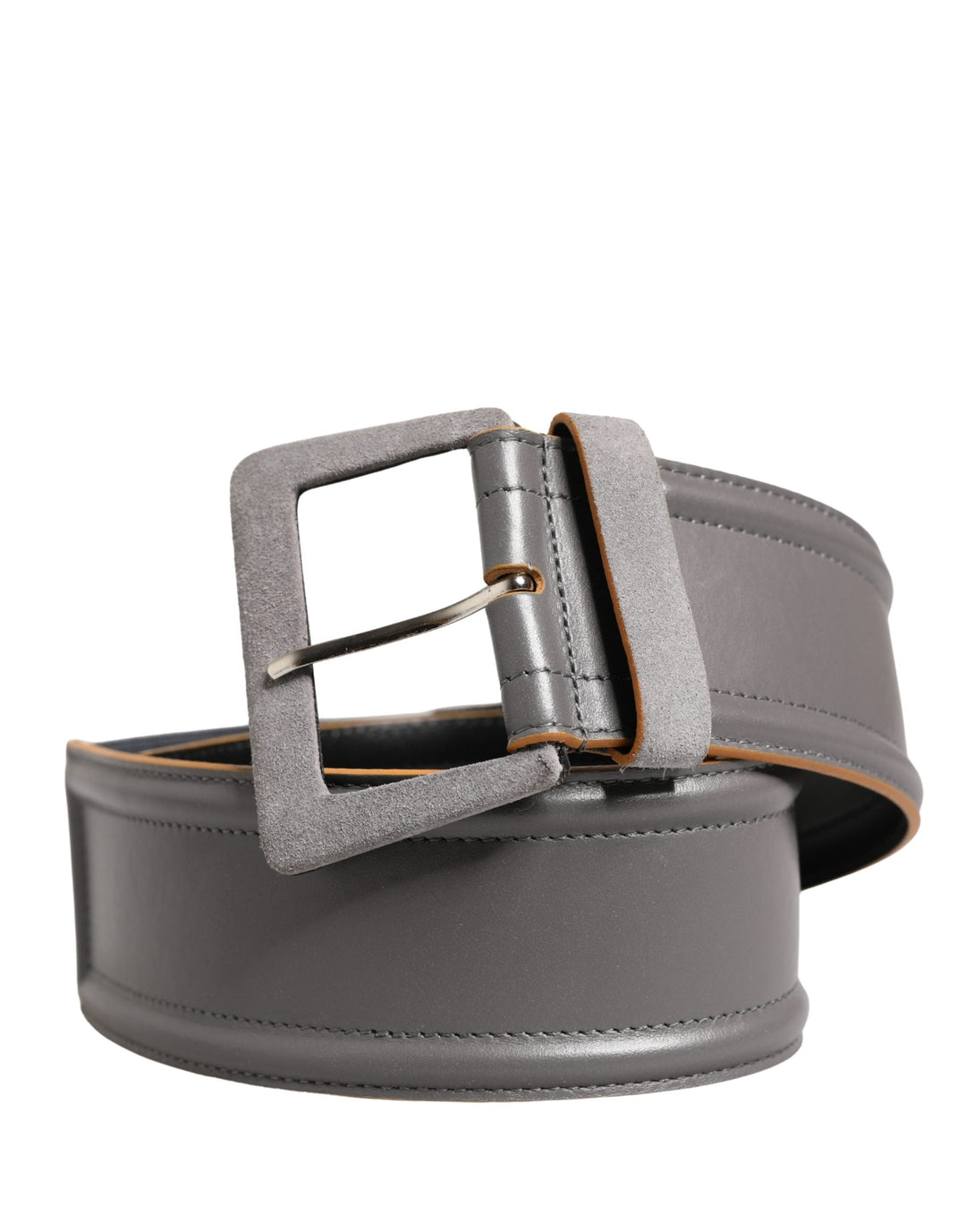 Women’s Patrizia Pepe Gray Genuine Leather Square Silver Metal Buckle Belt