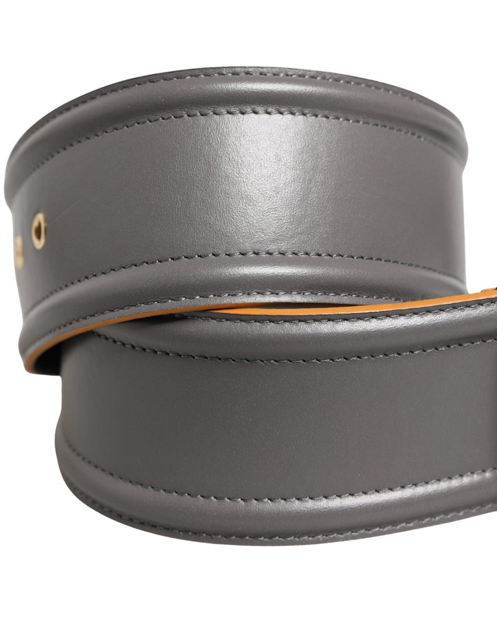 Women’s Patrizia Pepe Gray Genuine Leather Square Silver Metal Buckle Belt