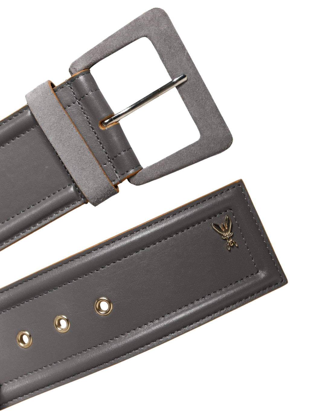 Women’s Patrizia Pepe Gray Genuine Leather Square Silver Metal Buckle Belt
