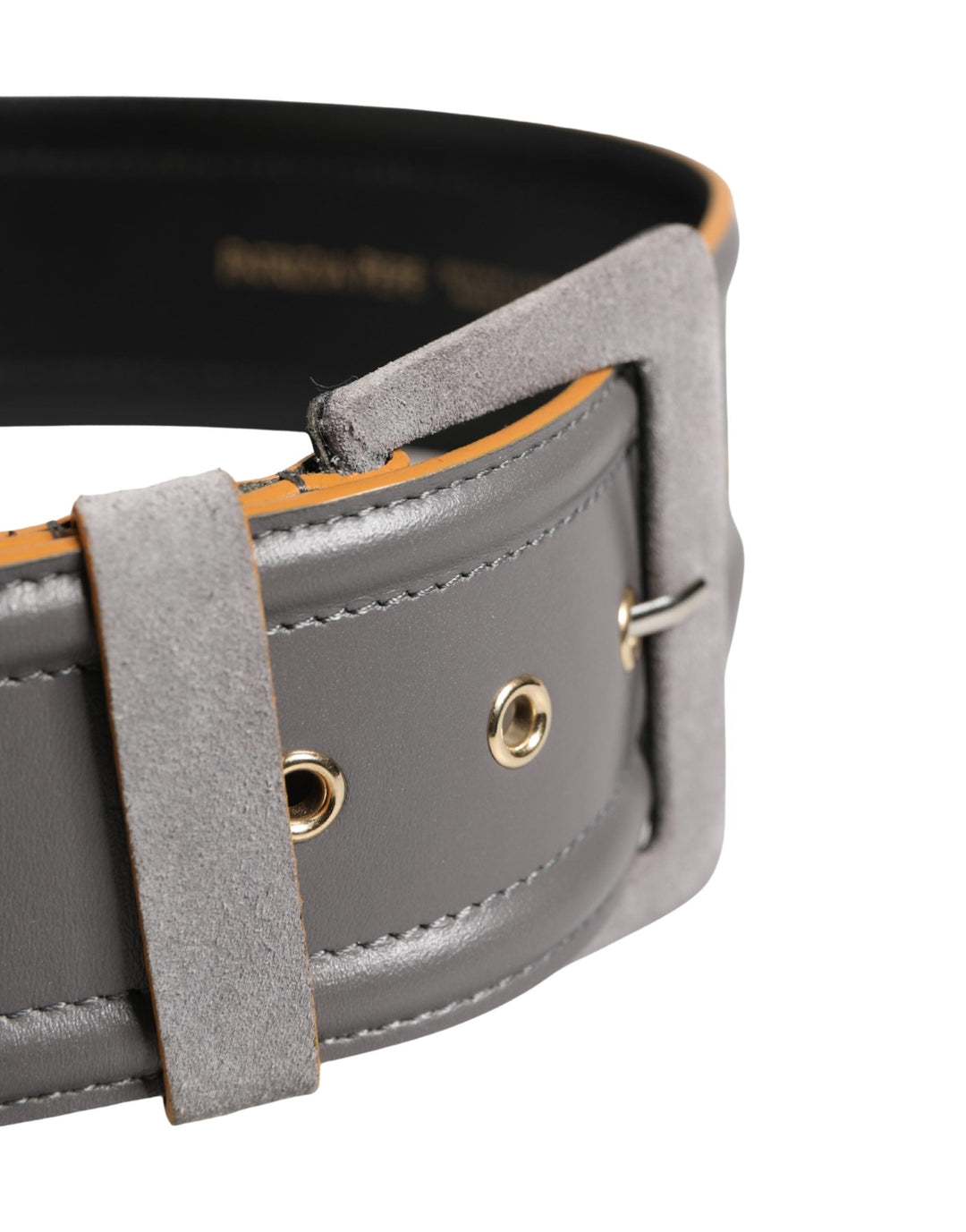 Women’s Patrizia Pepe Gray Genuine Leather Square Silver Metal Buckle Belt