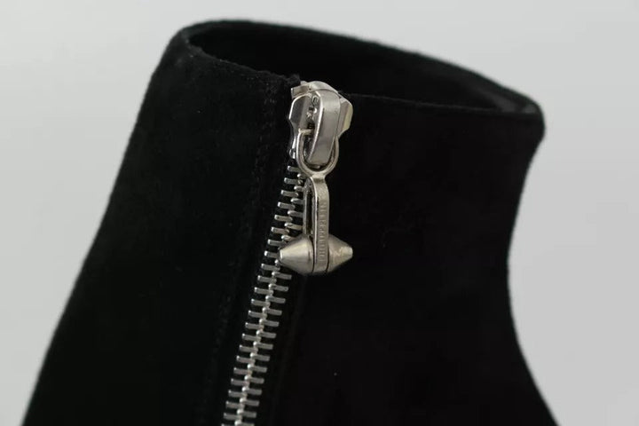 Women’s Philipp Plein Black Suede Studded Heels Ankle Boots Shoes