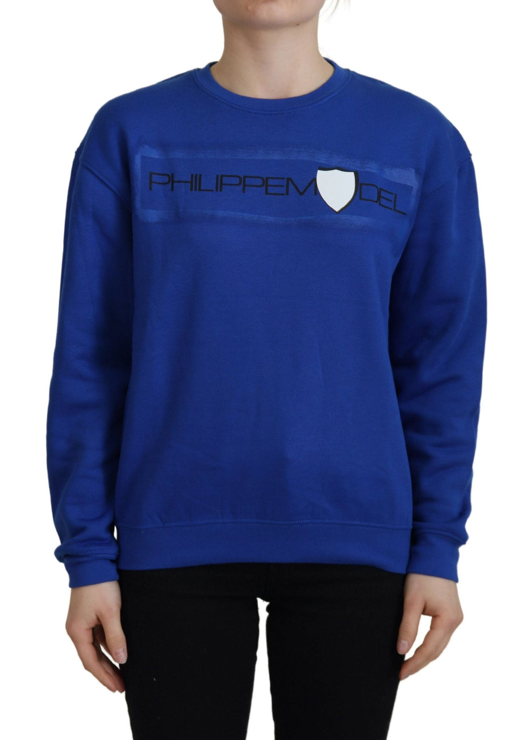 Women’s Philippe Model Blue Printed Long Sleeves Pullover Sweater
