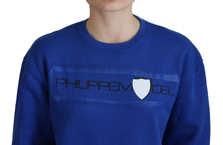 Women’s Philippe Model Blue Printed Long Sleeves Pullover Sweater