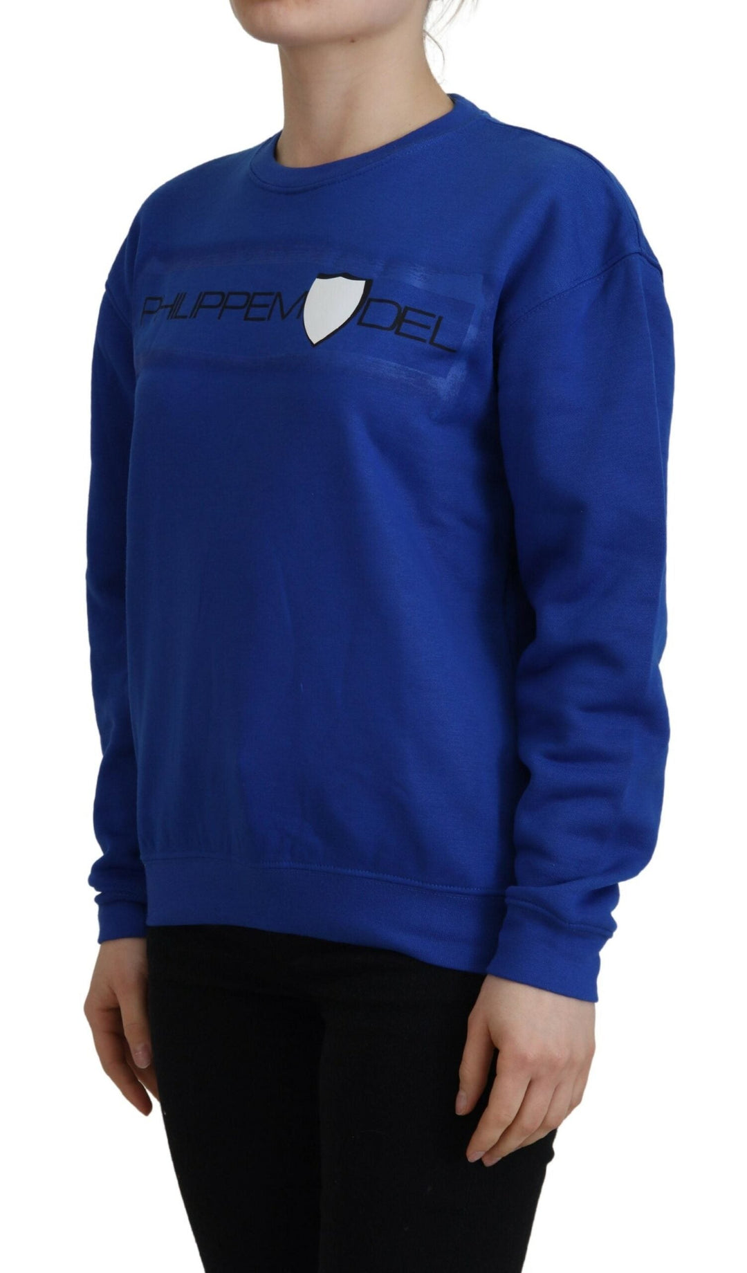 Women’s Philippe Model Blue Printed Long Sleeves Pullover Sweater