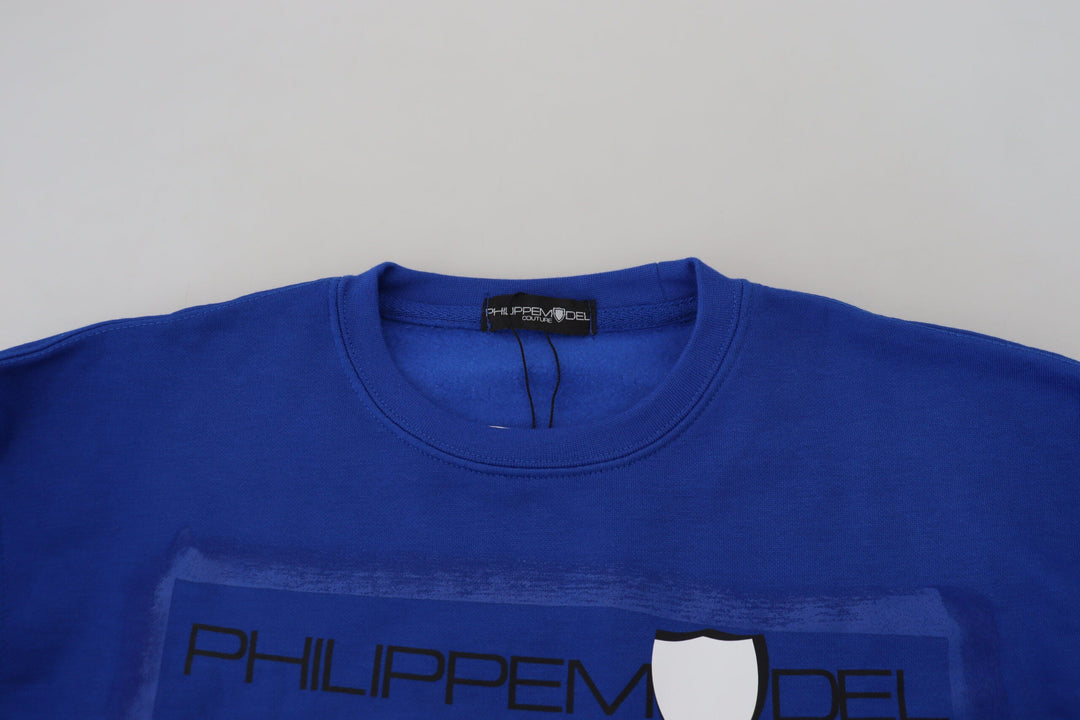 Women’s Philippe Model Blue Printed Long Sleeves Pullover Sweater