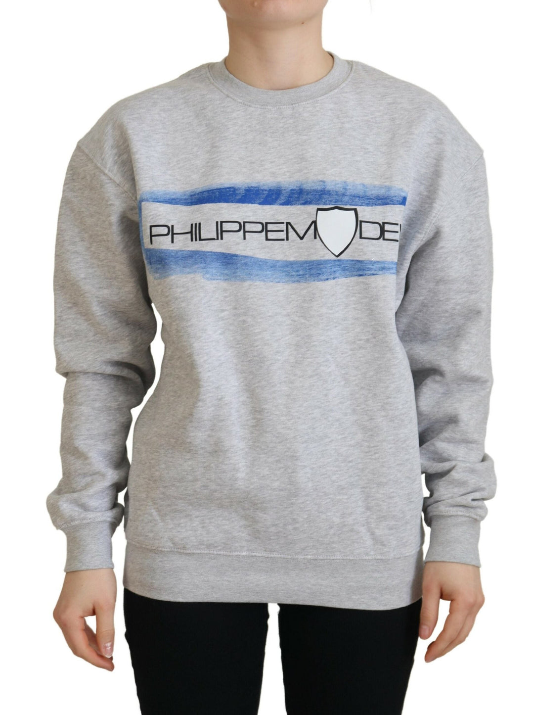Women’s Philippe Model Gray Printed Long Sleeves Pullover Sweater
