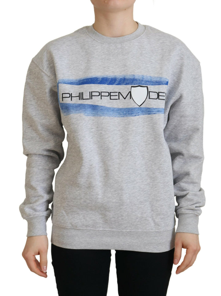 Women’s Philippe Model Gray Printed Long Sleeves Pullover Sweater