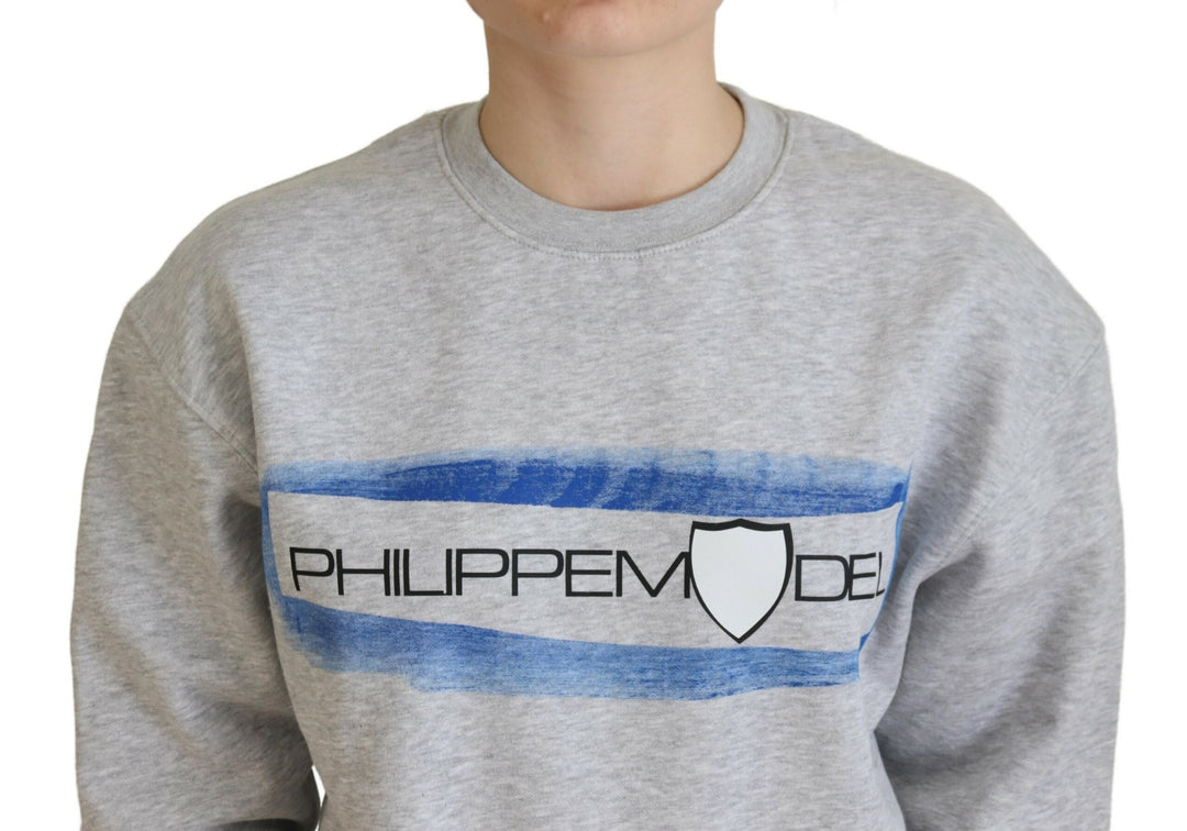 Women’s Philippe Model Gray Printed Long Sleeves Pullover Sweater