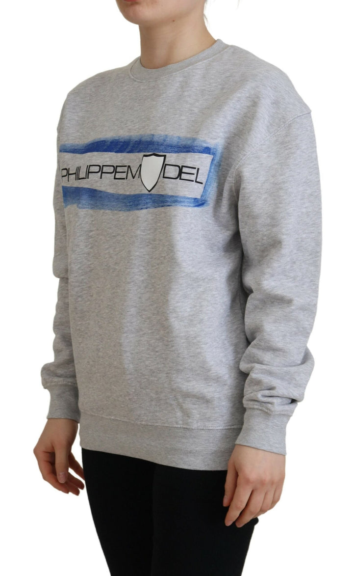 Women’s Philippe Model Gray Printed Long Sleeves Pullover Sweater