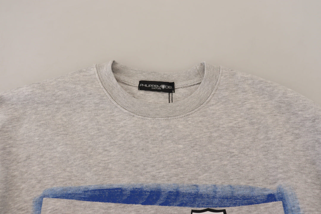 Women’s Philippe Model Gray Printed Long Sleeves Pullover Sweater