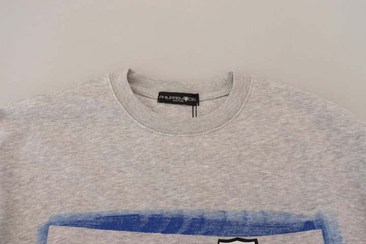 Women’s Philippe Model Gray Printed Long Sleeves Pullover Sweater