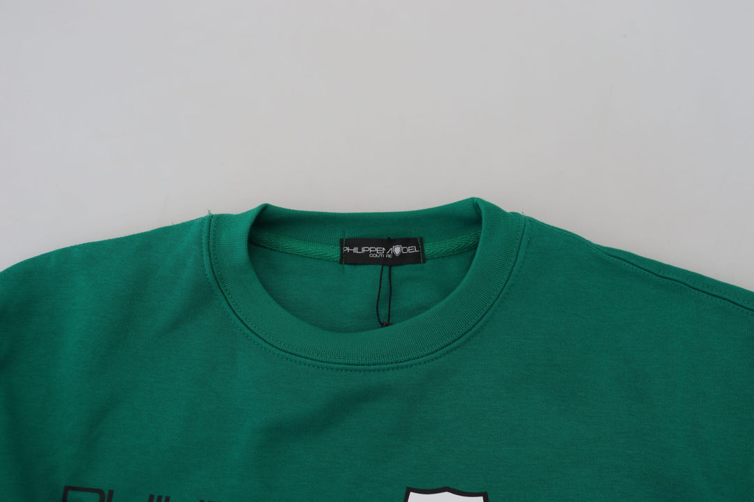 Women’s Philippe Model Green Printed Long Sleeves Pullover Sweater
