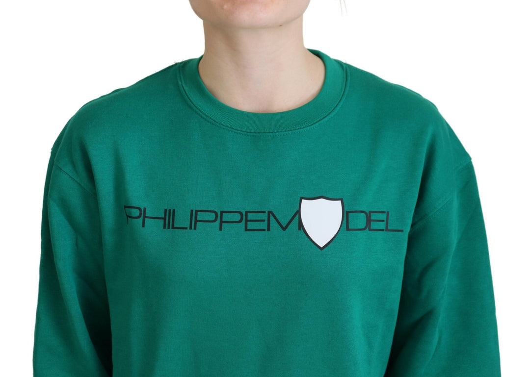 Women’s Philippe Model Green Printed Long Sleeves Pullover Sweater