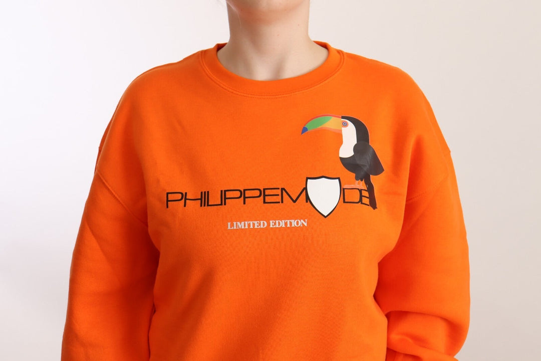 Women’s Philippe Model Orange Printed Long Sleeves Pullover Sweater