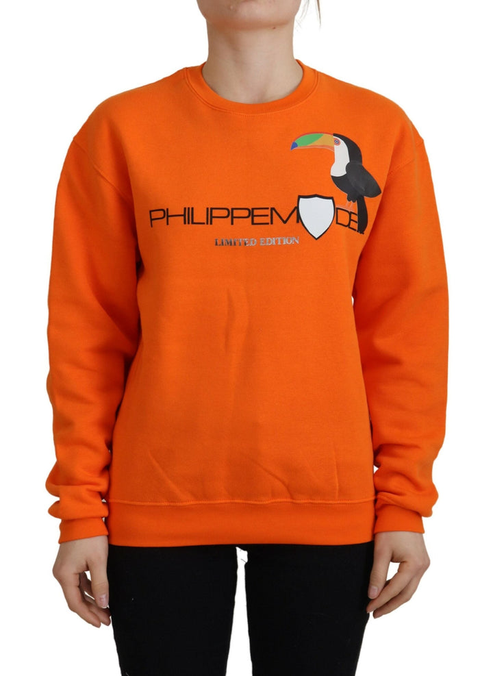 Women’s Philippe Model Orange Printed Long Sleeves Pullover Sweater