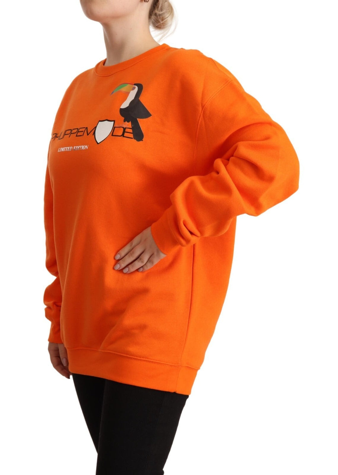 Women’s Philippe Model Orange Printed Long Sleeves Pullover Sweater