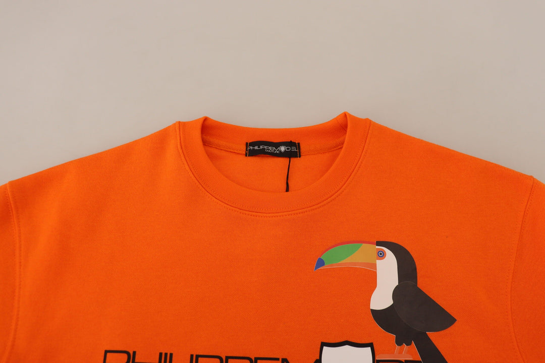 Women’s Philippe Model Orange Printed Long Sleeves Pullover Sweater