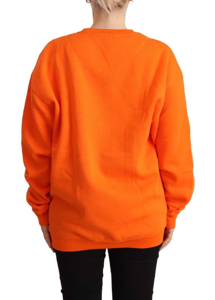 Women’s Philippe Model Orange Printed Long Sleeves Pullover Sweater